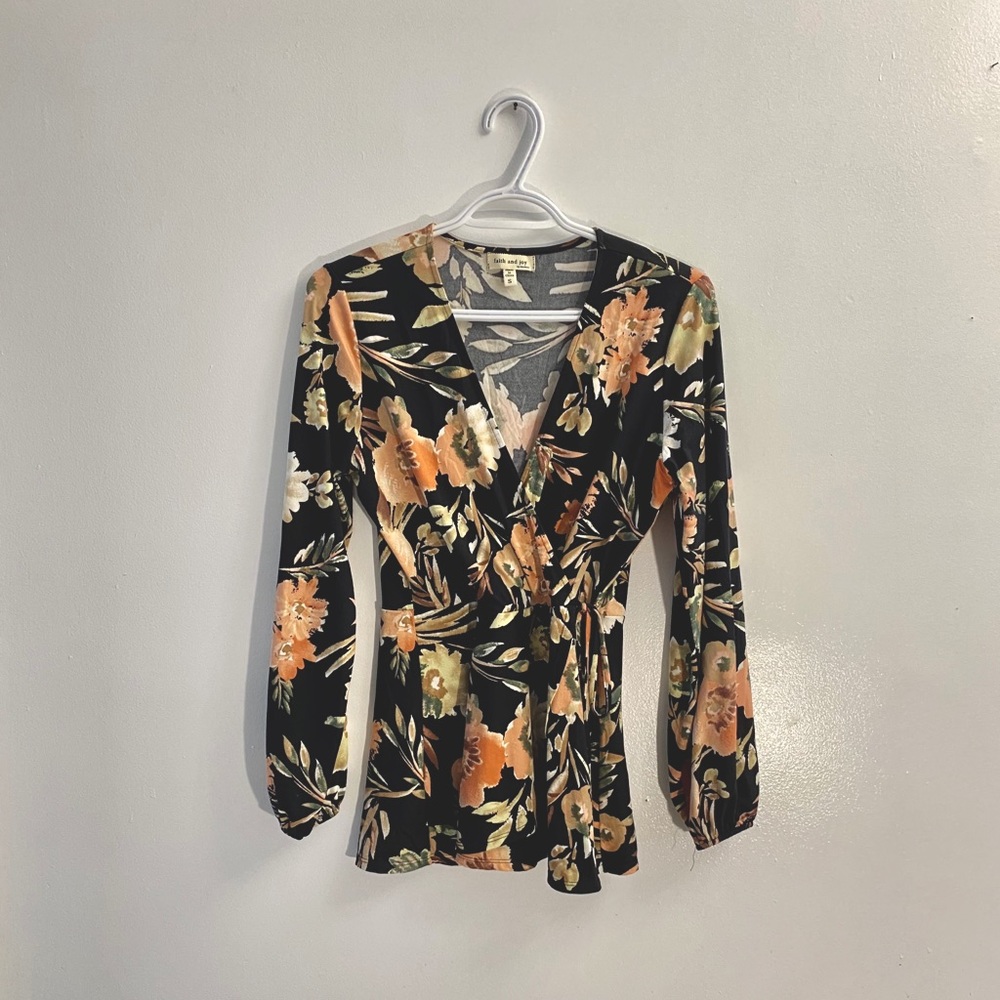 Floral Wrap Blouse (NWOT)